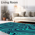 Aqua Teal Swirl Marble Rug
