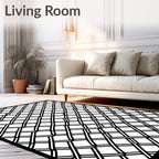 Bold Black Woven Lattice Rug