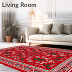 Festive Red Winter Snowflake Vines Rug