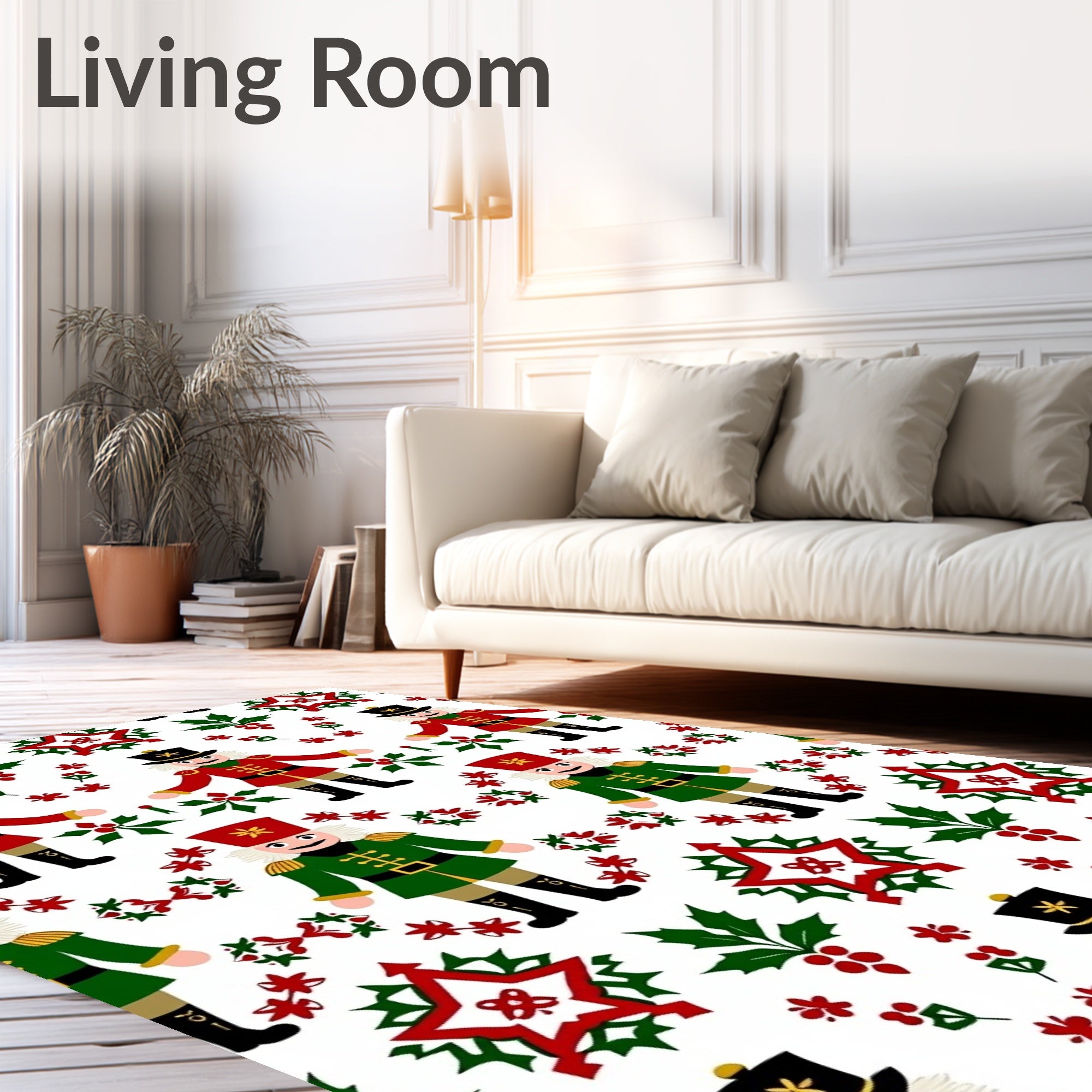Festive Red Soldier Holly Star Rug