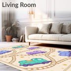 Whimsical Trains Pastel Color Palette Rug