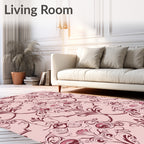 Crimson Pink Floral Arabesque Rug