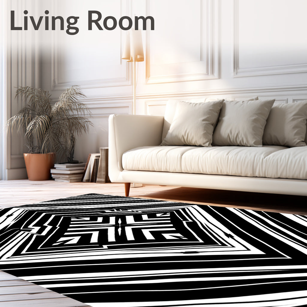 Bold Black White Optical Diamond Rug