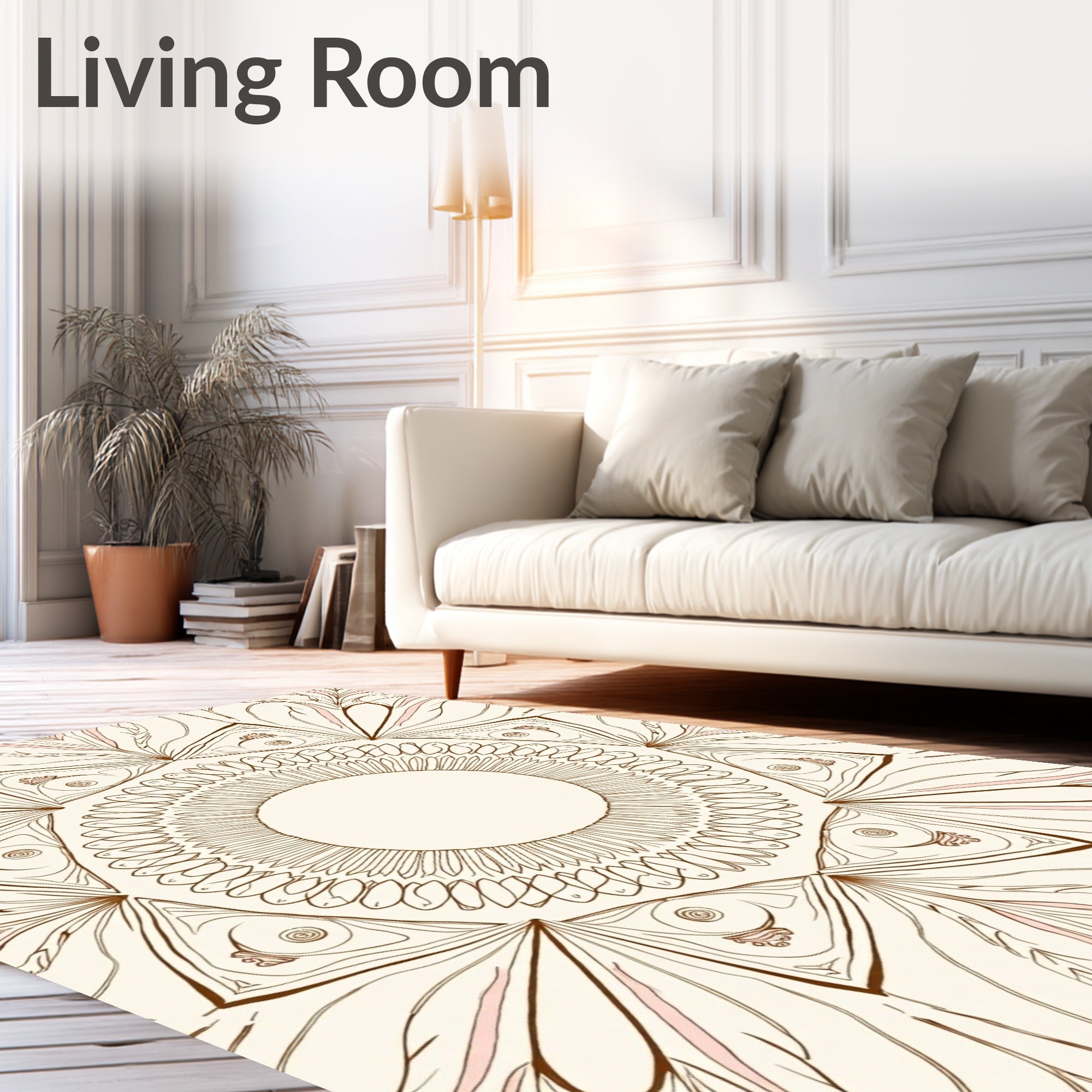 Delicate Pink and Brown Mandala Radiance Rug