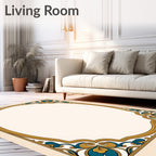 Gold Teal Floral Art Nouveau Frame Rug