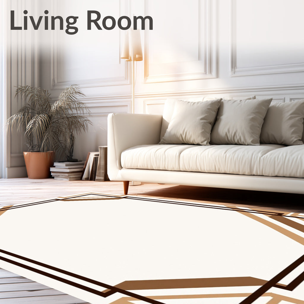 Geometric Warm Brown Art Deco Rug