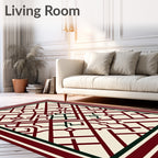 Crimson Lattice Arabesque Geometric Rug