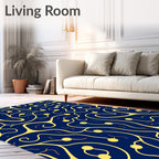 Navy Yellow Abstract Nerve Synapse Rug