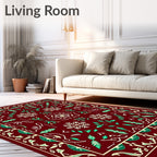 Deep Red Snowflake Garden Medallion Rug