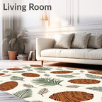 Brown Pinecone Green Leaf Repeating Rug