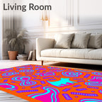 Orange Pink Blue Whimsical Abstract Shapes Rug
