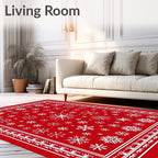 Festive Red White Snowflake Scatter Rug