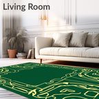 Art Deco Emerald Yellow Scroll Frame Rug