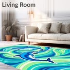 Blue Dolphins Ocean Swirl Rug