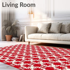 Crimson Red Starburst Stripe Rug