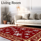Crimson Snowflake Border Rug