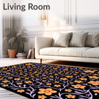 Orange Coral Bloom Vine Rug