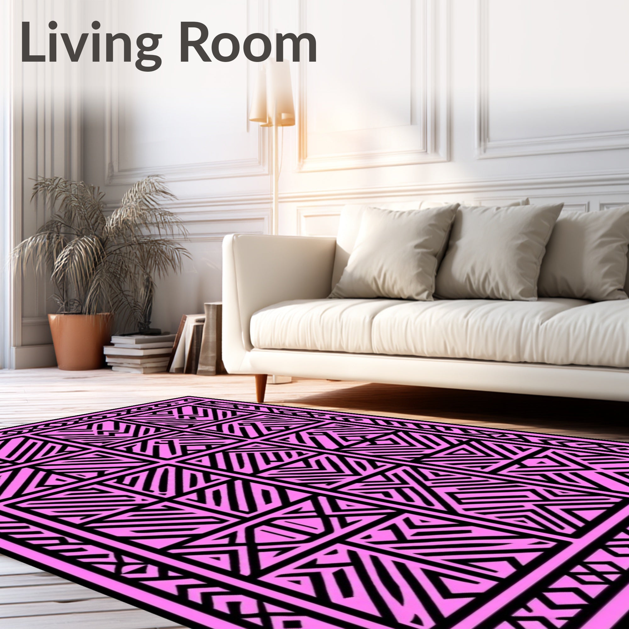 Baroque Pink Geometric Symmetry Rug