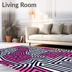 Bold Pink Maze Lines Rug