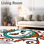 Mischievous Teal Pumpkin Crown Mandala Rug
