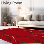 Crimson Vine Floral Sketch Rug