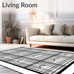 Black White Grid Arch Motif Rug