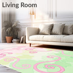 Pink Swirl Floral Soft Landscape Rug
