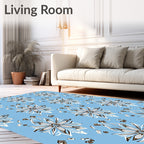 Light Blue Floral Starburst Medallion Rug