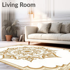 Golden Floral Sunburst Medallion Rug