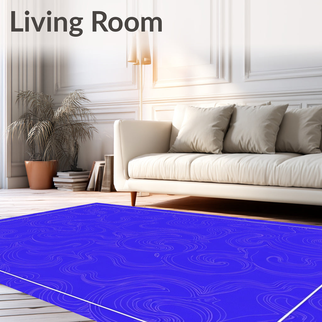 Deep Blue Swirl Abstract Rug