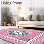 Pink Floral Medallion Centerpiece Rug