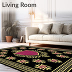 Regal Black Gold Emblem Shield Rug