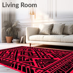 Crimson Geometric Labyrinth Art Rug