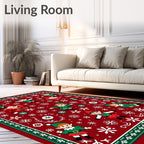 Red Elves and Snowflakes Christmas Blanket Rug