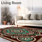 Brown Teal Intricate Mandala Rug