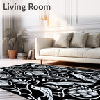Art Nouveau White Bird Floral Illustration Rug