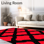 Bold Red Geometric Interlocking Shapes Rug