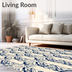 Navy Cream Abstract Column Repeat Rug