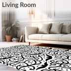 Whimsical Black Bat Swirls Rug