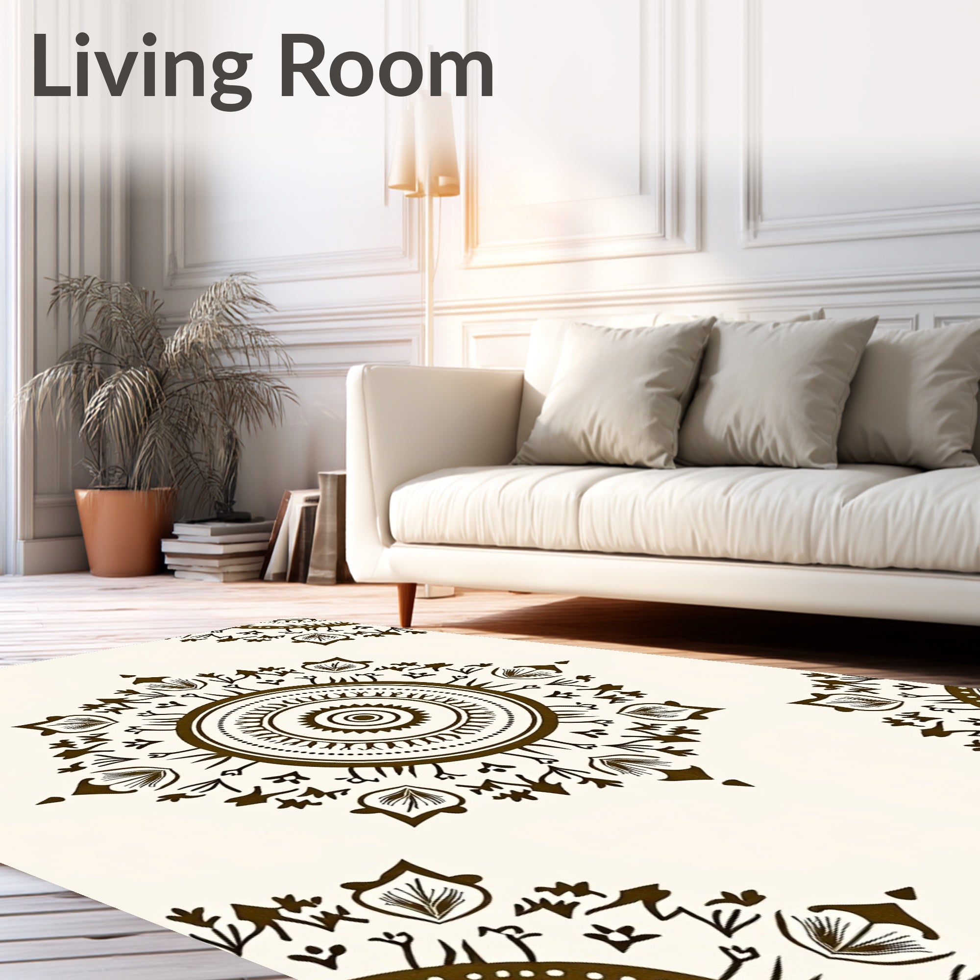 Brown Ethnic Mandala Floral Accent Rug