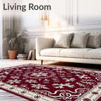Crimson Snowflake Mandala Medallion Rug