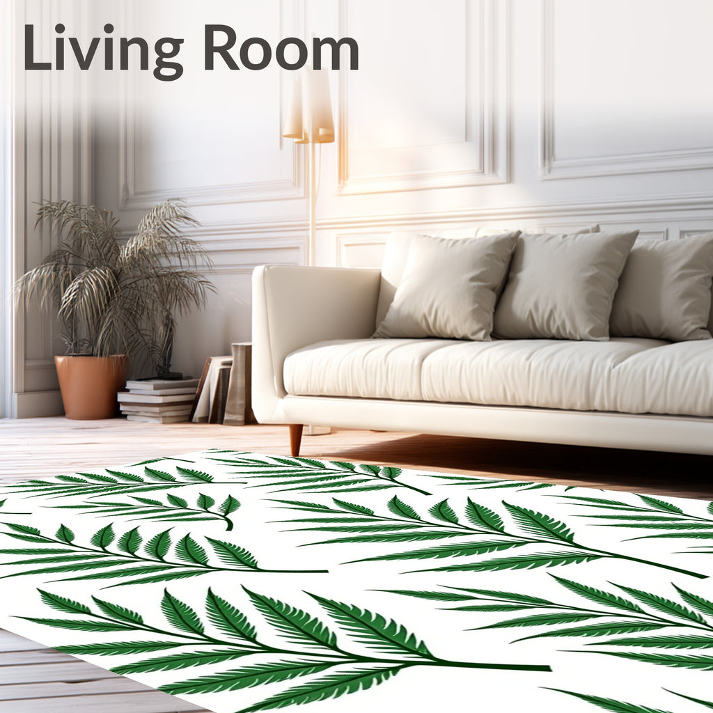 Deep Green Fern Foliage Repeat Rug