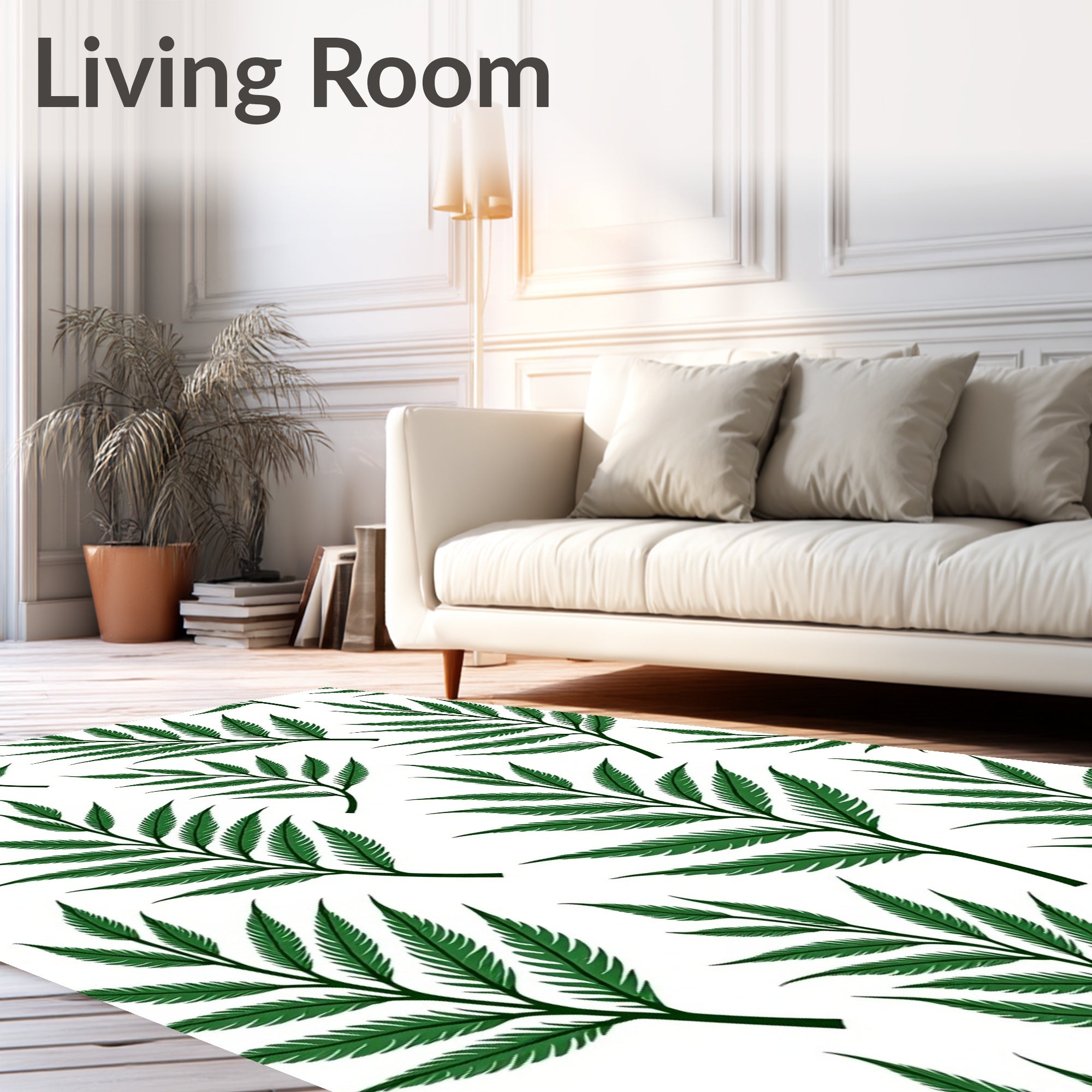 Deep Green Fern Foliage Repeat Rug