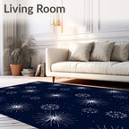 Dark Blue White Starburst Scatter Rug