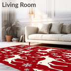 Winter Forest Deer and Snowflakes Rug