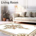 Ornate Gold Scrollwork Centerpiece Frame Rug