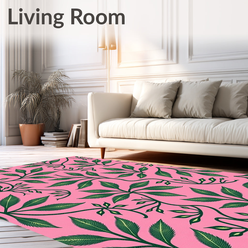 Pink Floral Vine Branch Rug