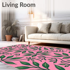 Pink Floral Vine Branch Rug