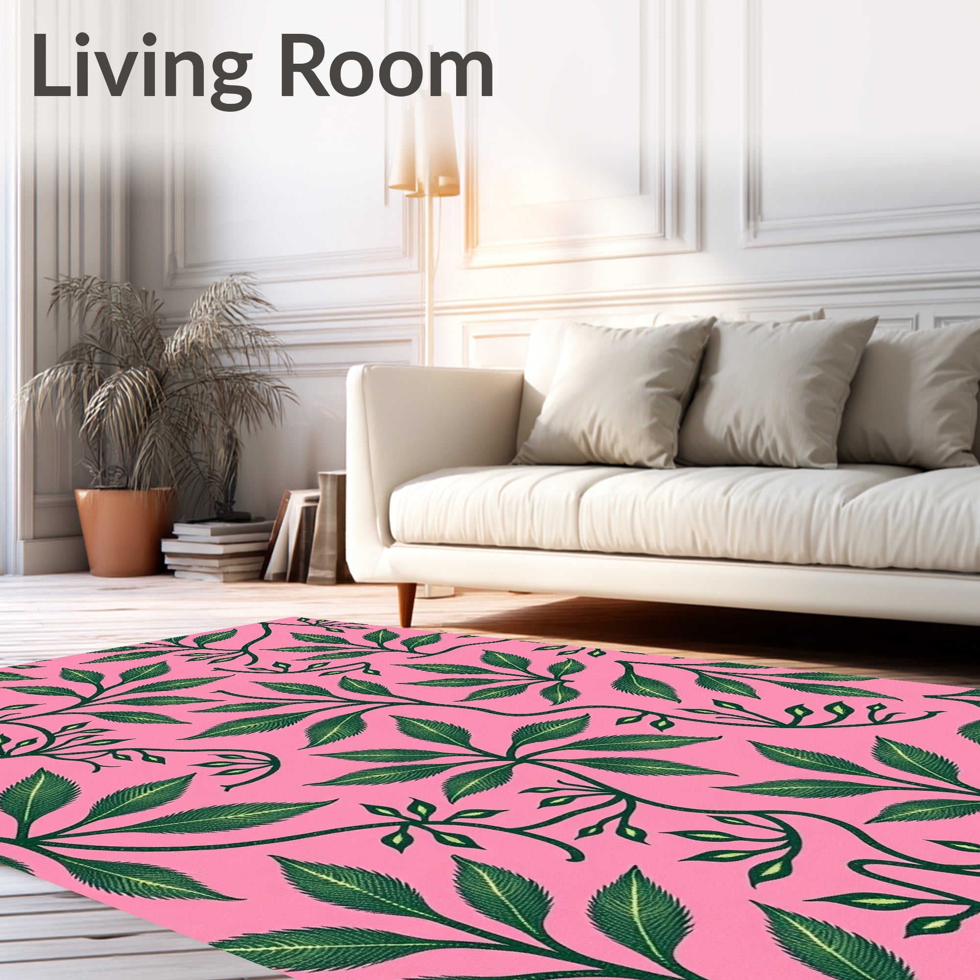 Pink Floral Vine Branch Rug