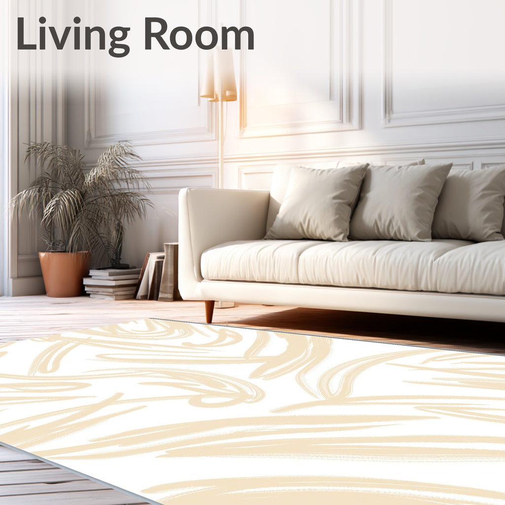 Soft Beige Expressive Brushstrokes Rug